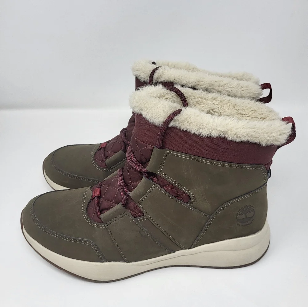 Timberland Women Size 9 Borough Project Waterproof Faux‎ Fur Lace Up Boots